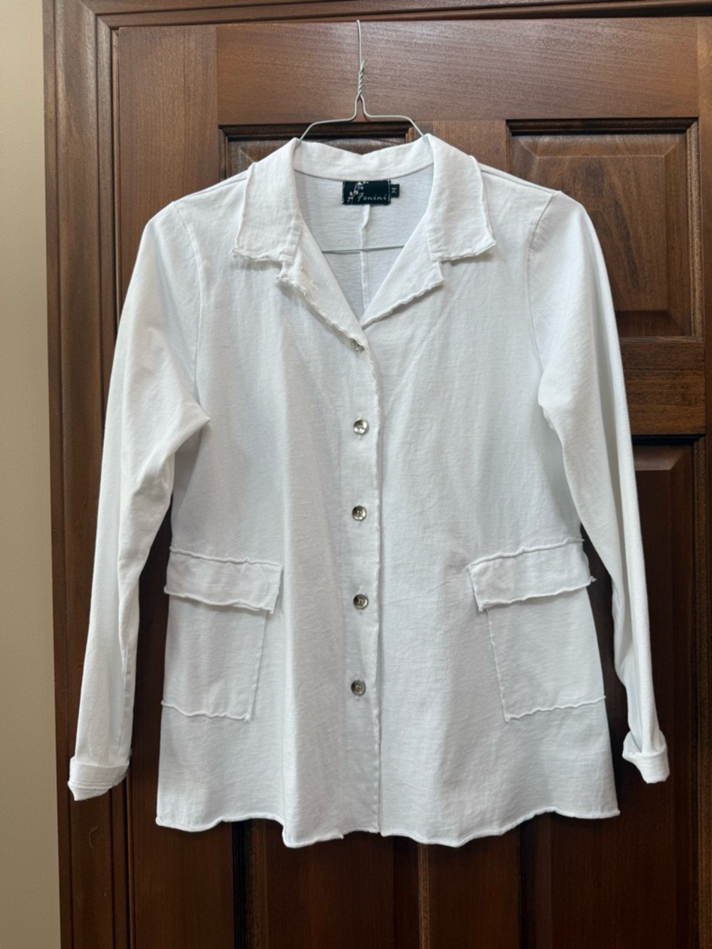 Casual White Button-Front Textured Blazer